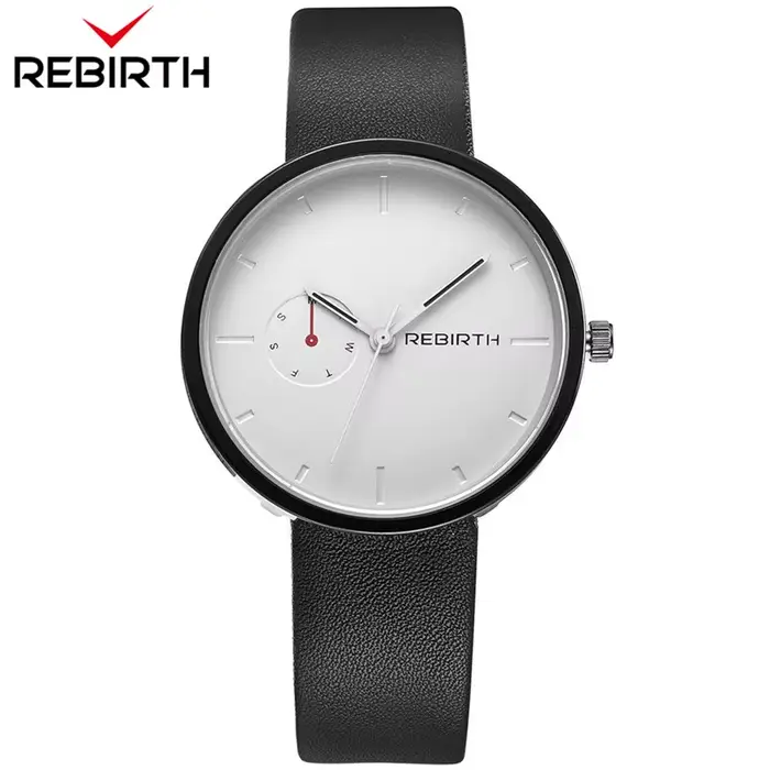 Rebirth-Montre-bracelet à quartz avec bracelet en cuir pour hommes et femmes