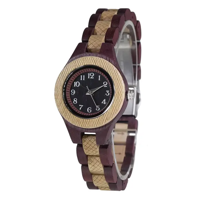 Montre à quartz en bois élégante pour femmes