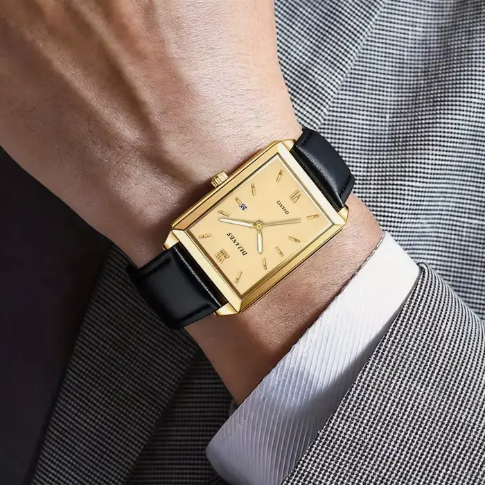 Top marque hommes montres mode Simple bracelet en cuir analogique Quartz