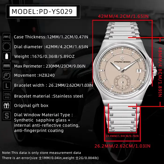 Montre mécanique Pagani Design édition limitée acier inoxydable avec cristal saphir pour homme style plongeur quartz occasionnels spéciales