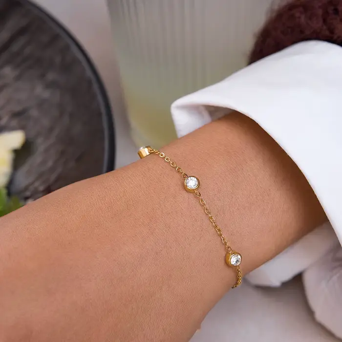 Zora 2 pièces/ensemble Bracelet chaîne en zircon