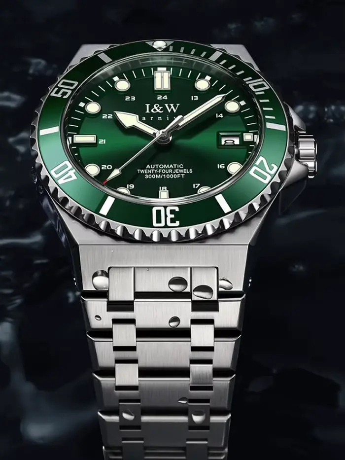 IW marque de luxe automatique mécanique sport montre de plongée rouge bleu lunette acier saphir