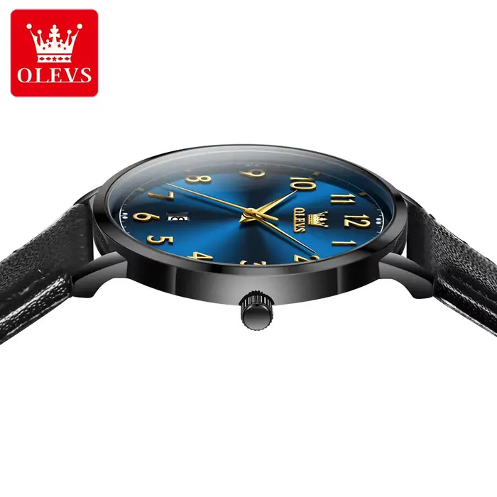 Montre homme OLEVS 5653 minimaliste quartz cadran numérique résistante à l'eau et aux chocs pour diverses occasions