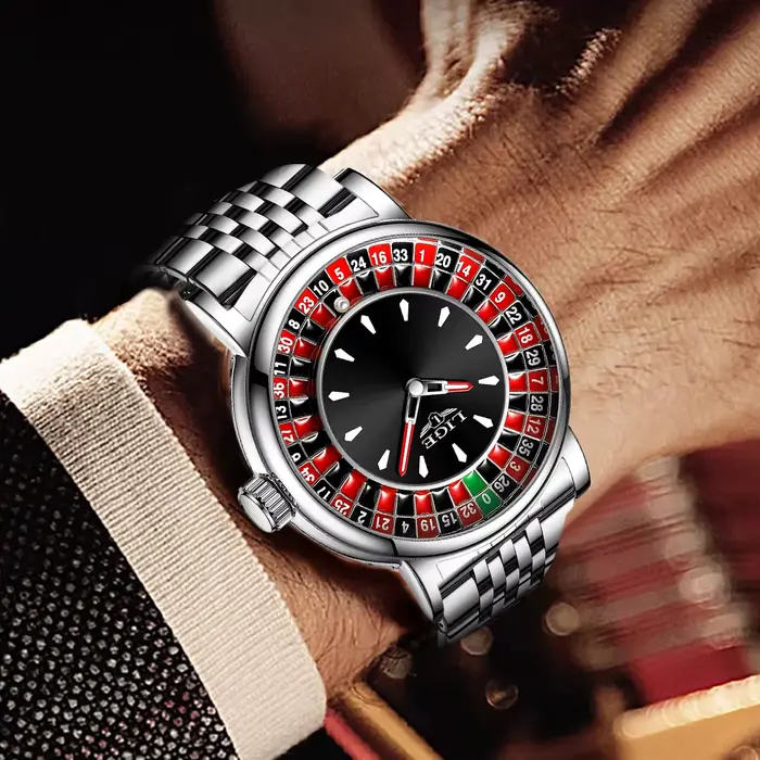 Montre homme LIGE luxe créative roulette cadran lumineux résistante à l'eau acier inoxydable quartz occasionnels multifonctionnels