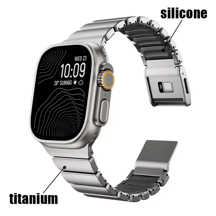 Bracelet en titane et silicone pour Apple Watch Ultra 3/2/1 49mm S11 46mm 8 7 SE SE3 44/45mm occassions spéciales confort durable design moderne