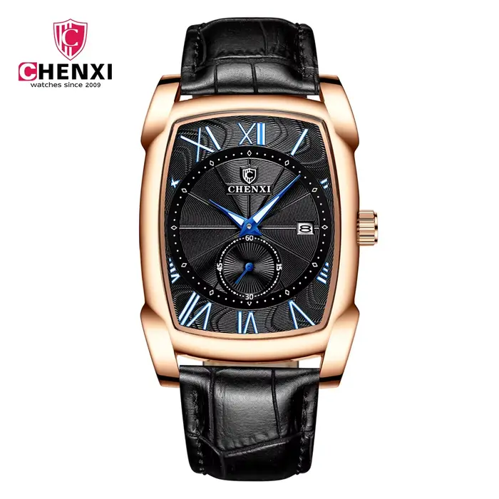 CHENXI-Montre à quartz étanche pour homme, montres-bracelets en cuir, calendrier Shoous, mode décont