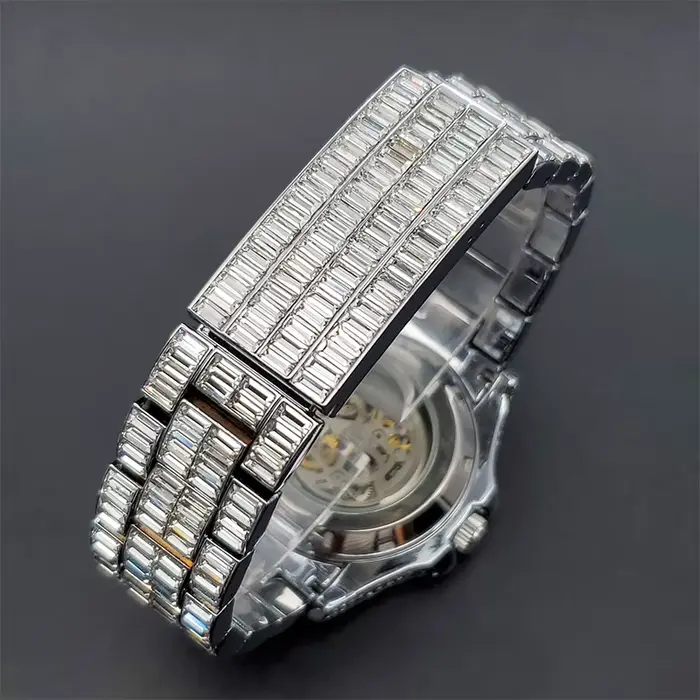 Montre automatique de luxe en diamant avec fermoir pliant pour homme style Hip Hop occasions spéciales