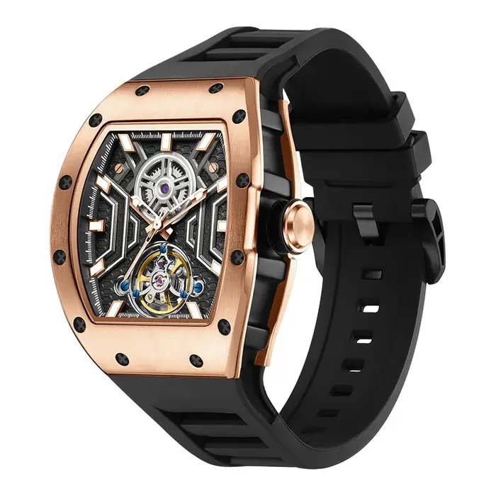 Montre-bracelet Daniel Gorman 9190-28 Sport Automatique Acier Squelette Ajouré Occasions Spéciales Robuste Confortable