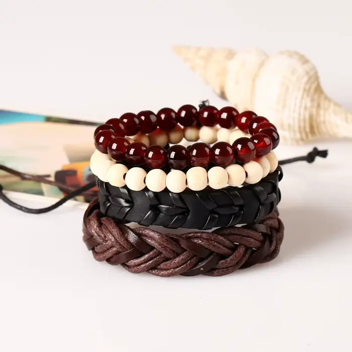Bracelet en cuir tissé à la main pour hommes