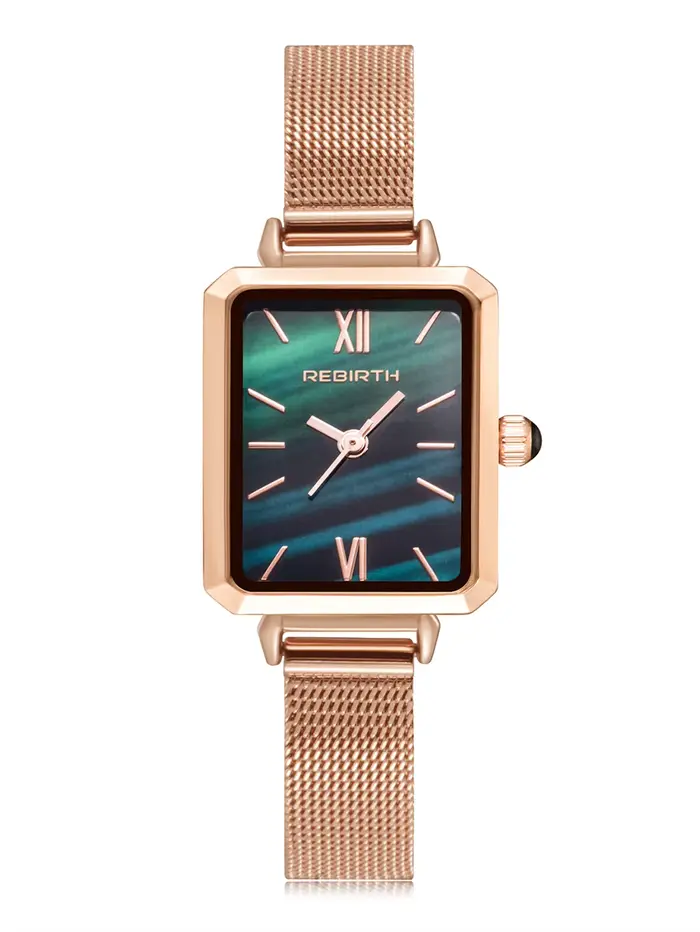 Montre rétro élégante pour femme avec bracelet en acier inoxydable et boîtier en alliage, idéale pour usage quotidien et occasions spéciales