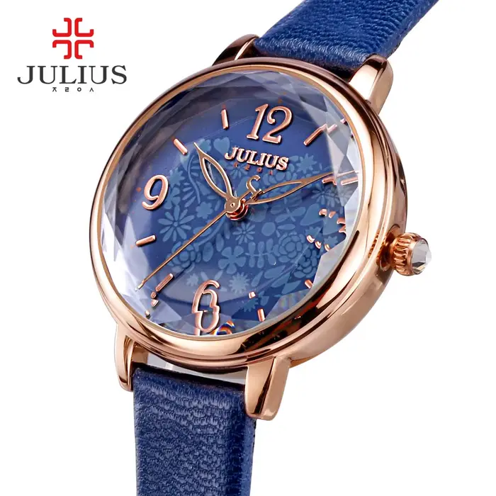Montre en cuir véritable Julius Lady pour femme, mode rétro, heures, bracelet habillé, boîte cadeau d'anniversaire pour fille