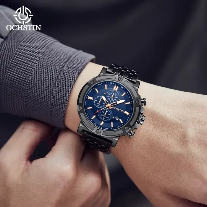 Montre à quartz chronographe pour homme