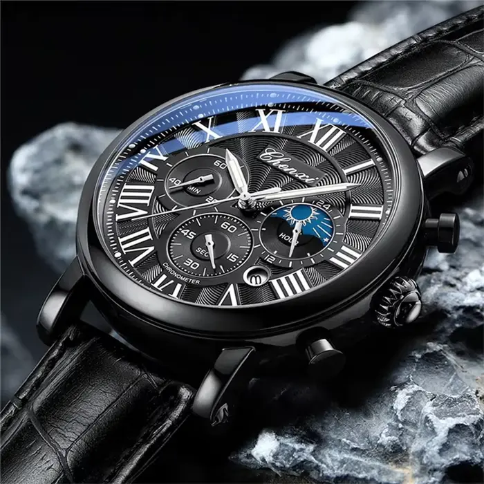 Montre CHENXI 973 Quartz Affaires avec Fonction Phase de la Lune pour Hommes Occasions Spéciales