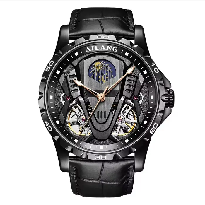 AILANG nouvelle montre à mouvement automatique creux pour hommes montre de luxe mécanique double pen