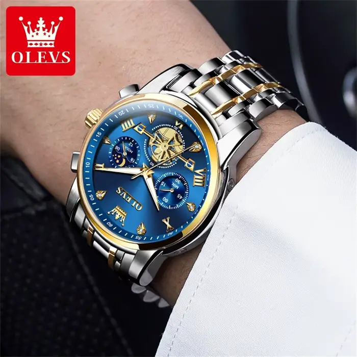 OLEVS 2856 montres pour hommes classique multifonctionnel Fltwheel chronographe Original montre-brac