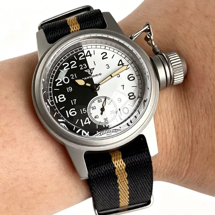 Montre de sport militaire Tandorio ST1701 robuste avec mouvement automatique Sea-Gull ST1701 pour homme résistance à l'eau 20 bars quartz bracelet nylon occasions sportives professionnelles