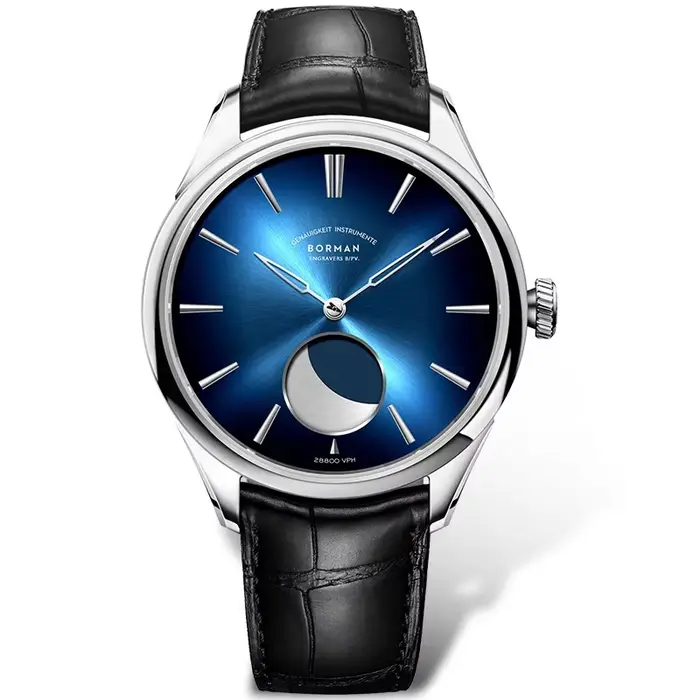 BORMAN 41.5mm 5ATM montres mécaniques étanches Phase de lune luxe concepteur hommes robe montre-brac