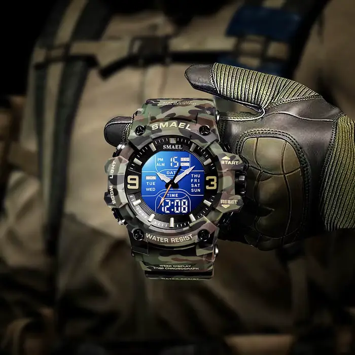 Montres militaires hommes montre de Sport étanche réveil double temps