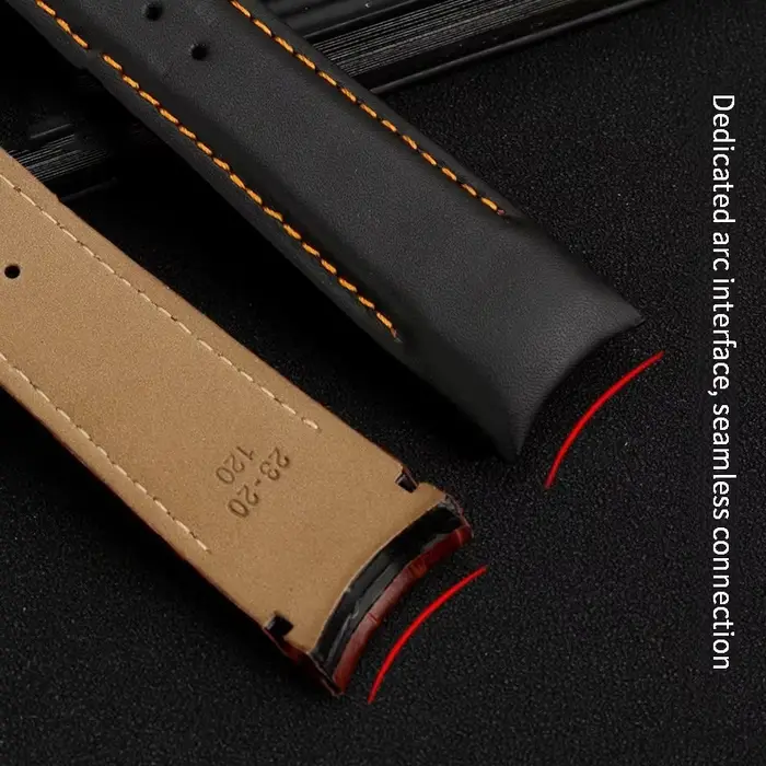 Bracelet de montre en cuir véritable pour homme