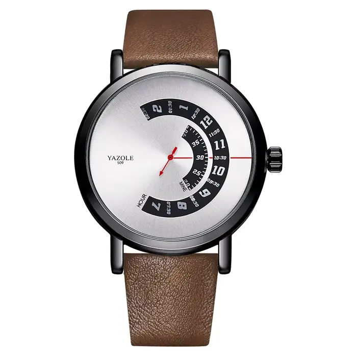 Montre homme YAZOLE Ventus en cuir synthétique polyuréthane résistante à l'eau et étanches pour occasions spéciales et tenues décontractées