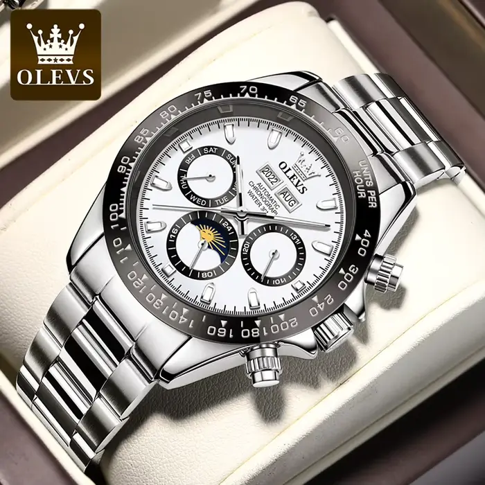 OLEVS 6654 montre pour hommes mode chronographe automatique mécanique montre-bracelet étanche foncti