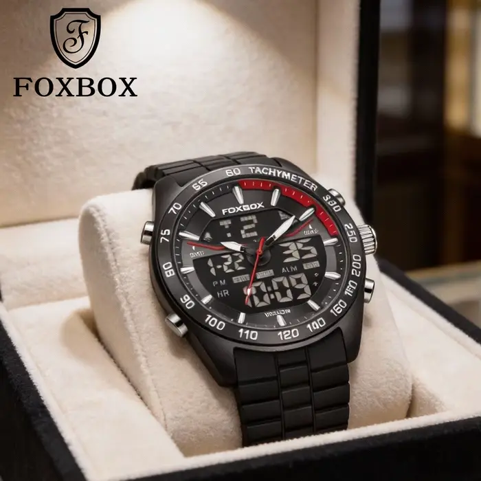 Montre numérique électronique de luxe FOXBOX pour hommes