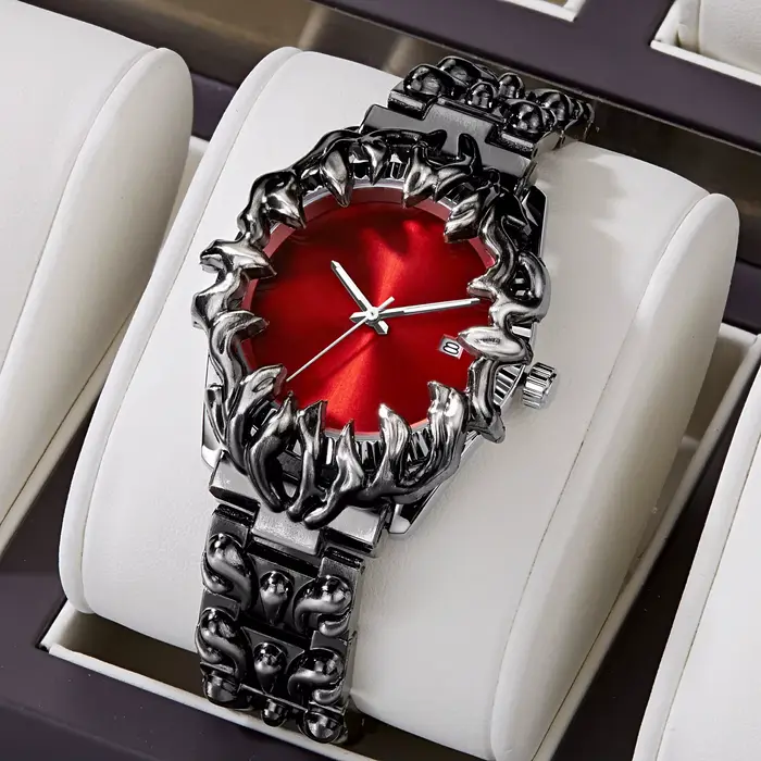 Montre à quartz pour homme, 1 pièce, boîtier rond élégant et luxueux, corps en alliage, fonction calendrier, batterie non rechargeable, fonction lumineuse