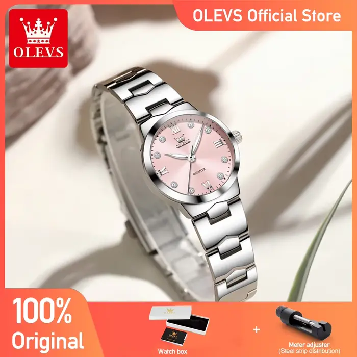 Montre OLEVS 3735 Elegance à mouvement quartz certifiée CE pour femmes avec cadran diamanté et fonction lumineuse HD pour occasions spéciales