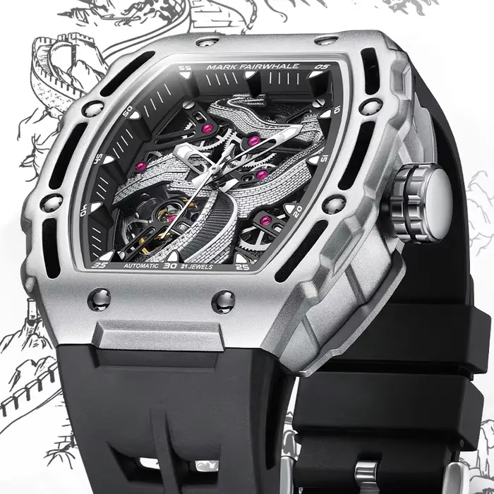 Montre automatique pour hommes UNIGUET Tonneau sport résistante à l'eau et anti-magnétique élégante pour activités quotidiennes et cadeau spécial