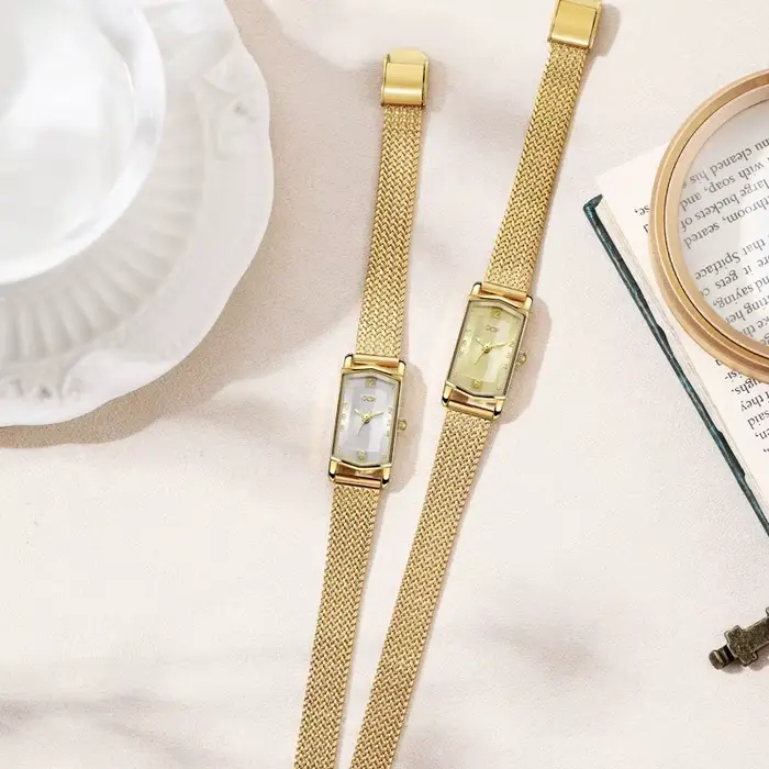 Montre Femme Haut de Gamme GEDI Luxe Or Vintage Bracelet en Cuir Fin