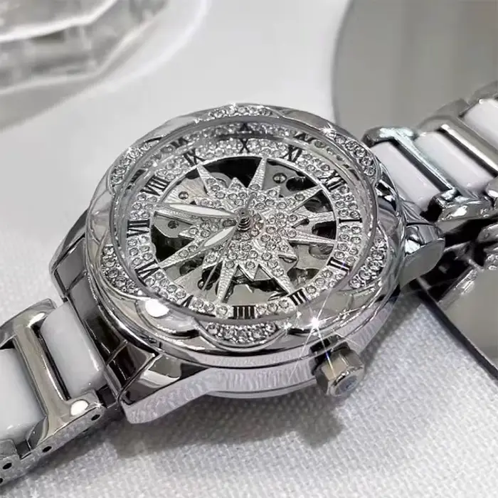 Montre Femme Élégante 2026 – Montre-Bracelet Squelette à Cadran Circulaire