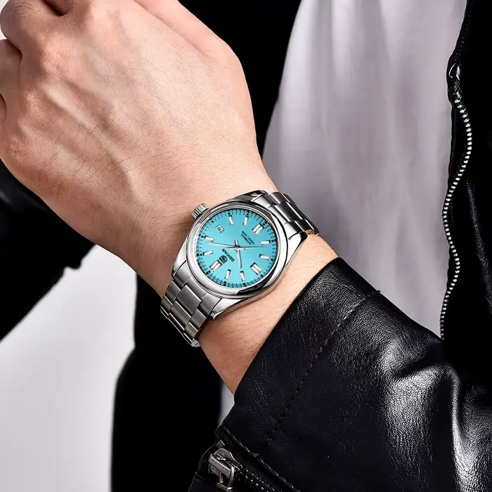 Montre mécanique homme BENYAR acier inoxydable avec mouvement automatique et résistance à l'eau 10 bars pour occasions diverses