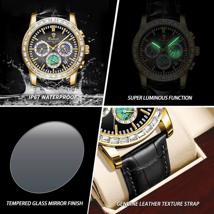 Montres à quartz chronographe BINBOND pour hommes