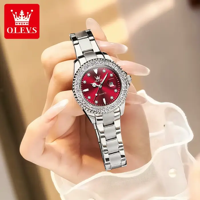 Montre femme en acier inoxydable élégante avec mouvement quartz et résistance à l'eau pour occasions spéciales
