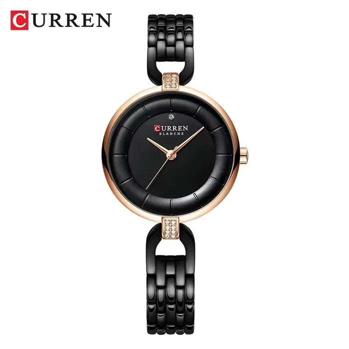 Istro REN-Montre-bracelet à quartz pour femme, marque de luxe, mode décontractée, or rose, maille en