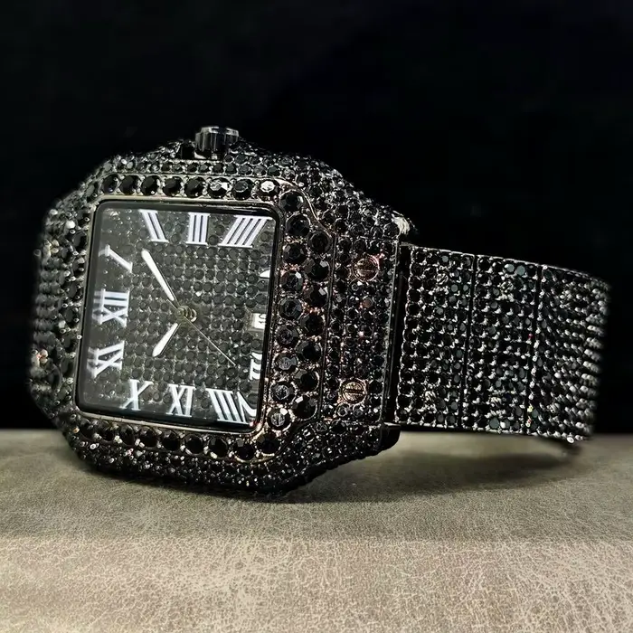 Montre Cool Noir UNIGUET Luxe Acier Inoxydable Quartz Hommes Occasions Spéciales Style Hip Hop Casual