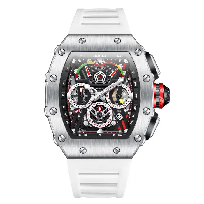 ONOLA 6827 Unique Type de baril montre à Quartz pour hommes calendrier de mode étanche bracelet en S