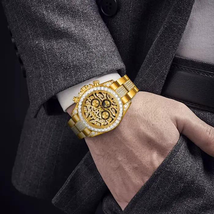 WISHDOIT – montre mécanique de luxe en or incrustée de diamants