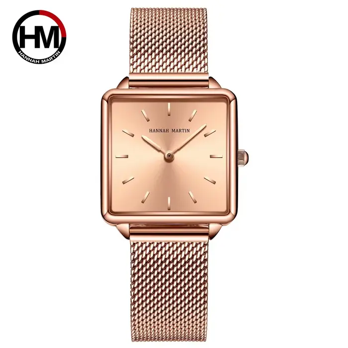 Hannah Martin marque Design Simple femmes Bracelet montre mode décontracté en cuir en acier inoxydable maille bande Quartz montres cadeau