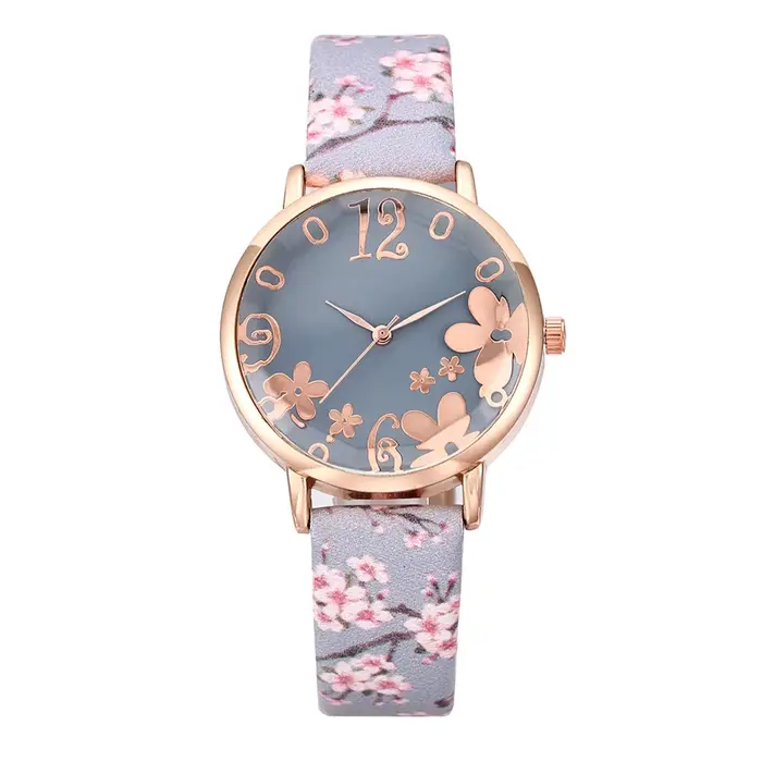 Montre pour femmes avec des fleurs colorées