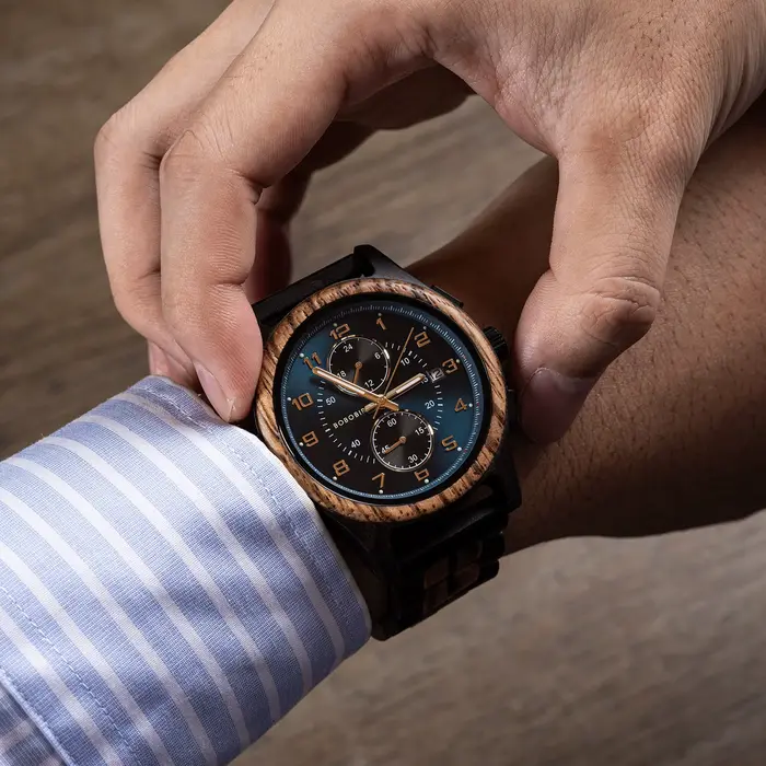 Montre en bois pour homme BOBOBIRD Chronographe PE933T-3