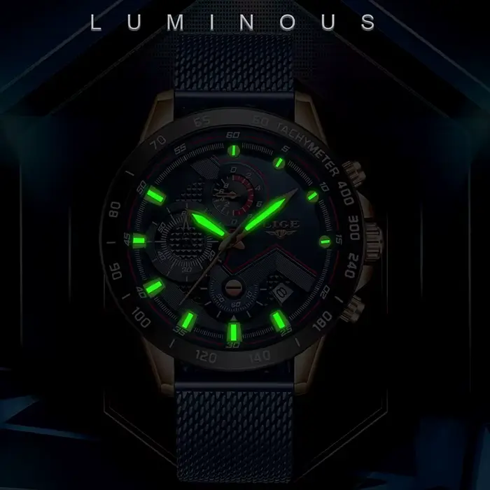 LIGE hommes montres Top marque de luxe mode montre-bracelet Quartz horloge bleu montre