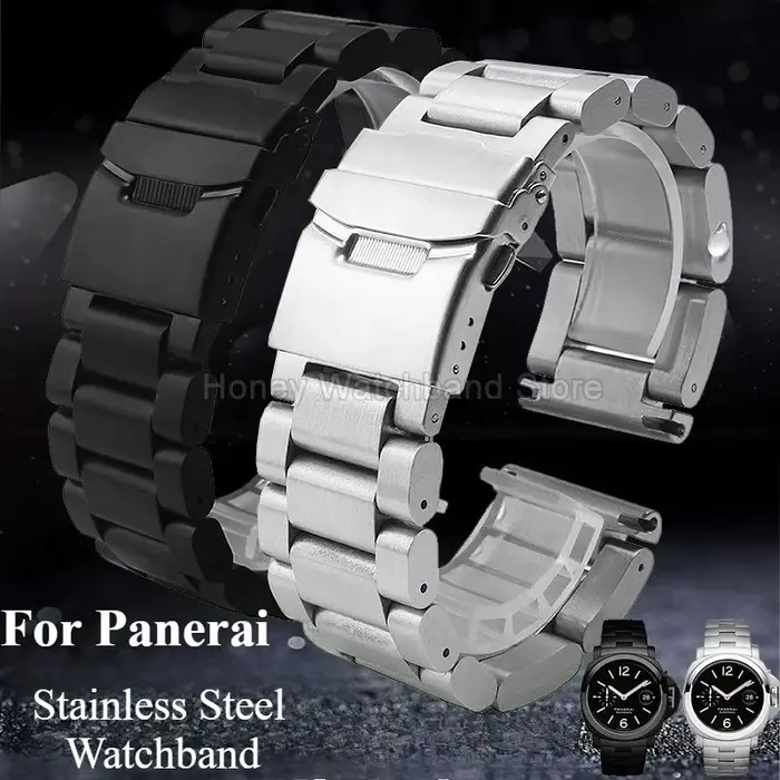 Pour Panerai PAM441 Diesel Luminor résistant à l'usure haute dureté anti-rayures toucher lisse bracelet de montre en acier inoxydable 22 24 26mm