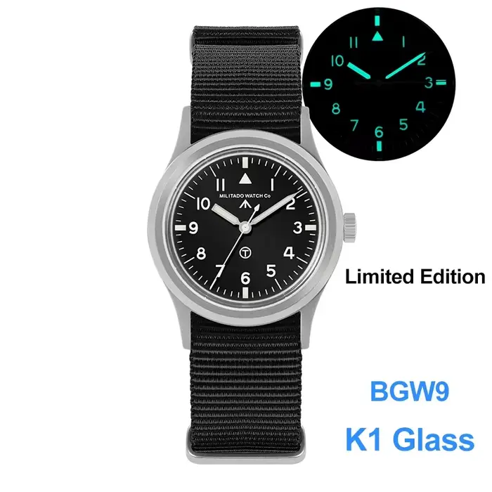 Montre à quartz Militado ML14 édition limitée VH31, mouvement à quartz à seconde fluide, verre saphi