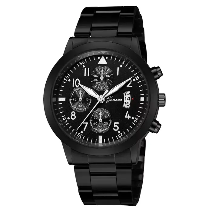 Genève-Montre à quartz en acier inoxydable pour homme