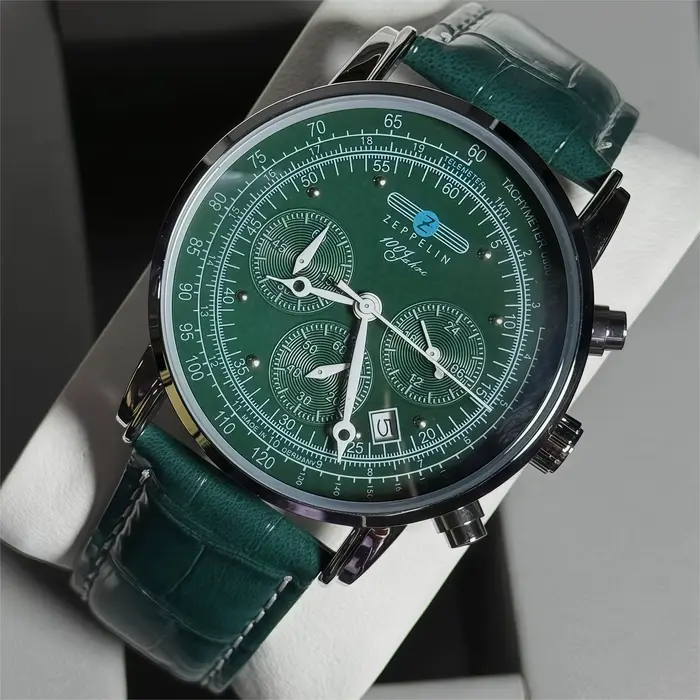 Montre Homme Zeppelin Quartz 42mm Cadran Bleu Édition Limitée Luxe Occasions Spéciales Business Casual