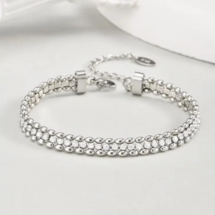 Bracelets à trois couches en acier inoxydable pour femmes
