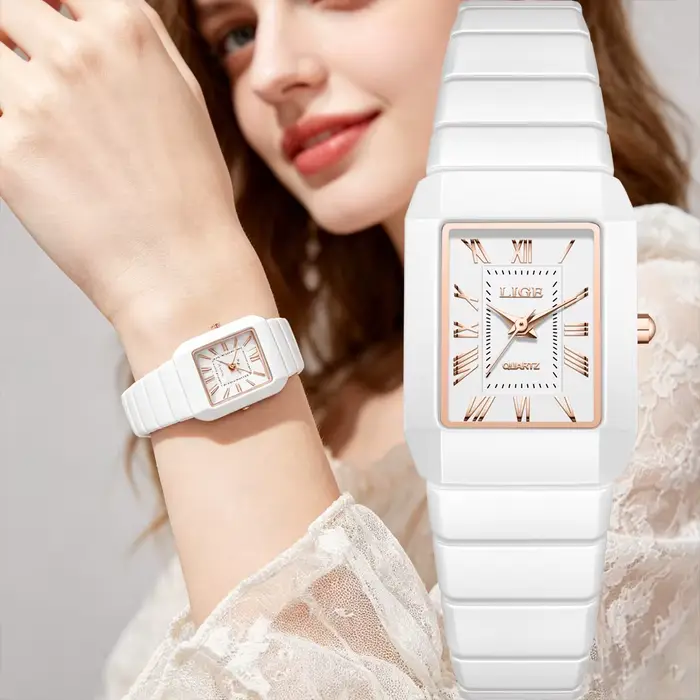 Montre rectangulaire de luxe LIGE pour femme