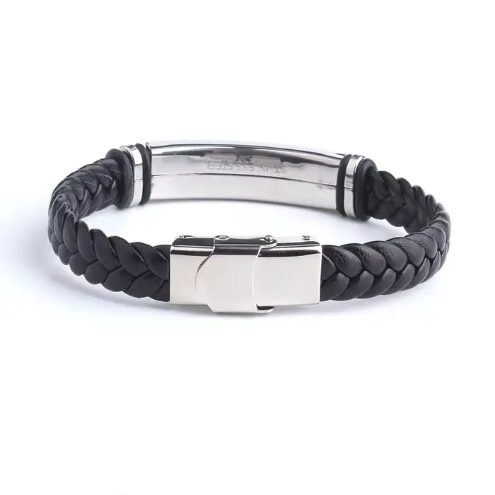 Bracelets en cuir tissé avec texte personnalisé SOS