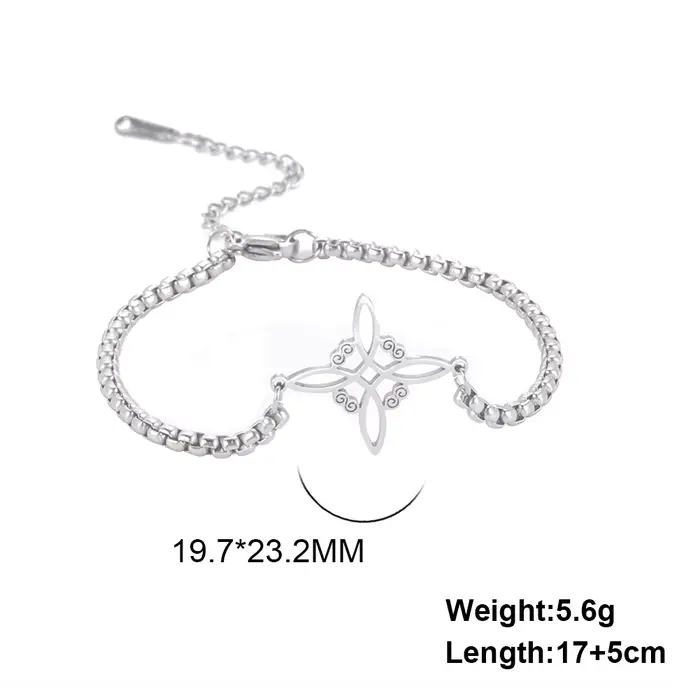 Skyrim sorcellerie noeud de sorcière Bracelet à breloques femmes boîte en acier inoxydable chaîne Br
